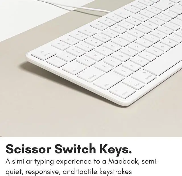 Alt view image 5 of 7 - Macally Slim USB Wired Keyboard for Mac and Windows PC - Full Size 104 Key Layout & 16 Shortcut Keys - Scissor Keycaps for Smooth Typing - Mac Wired Keyboard with Numeric Keypad