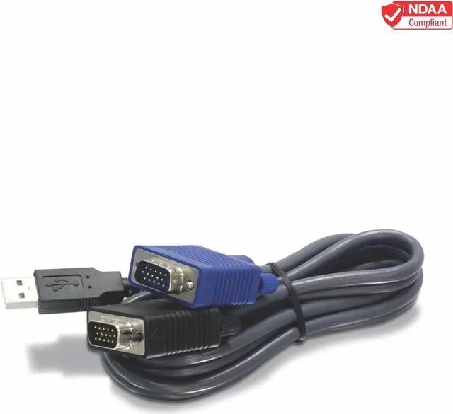 Alt view image 2 of 2 - TRENDnet 2-in-1 USB VGA KVM Cable, 1.83m (6 Feet), VGA-SVGA HDB 15-Pin Male to Male, USB 1.1 Type A, Connect Computers with VGA and USB Ports, USB Keyboard-Mouse Cable & Monitor Cable, Black, TK-CU06