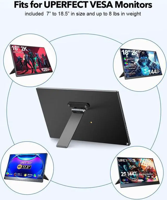 Alt view image 7 of 7 - UPERFECT Portable Monitor Stand with Hand Screw, 7 to 18.5 inch Freestanding Desk Mount with Swivel/Tilt/Rotation, Fits Monitor with M3/M4*75MM VESA