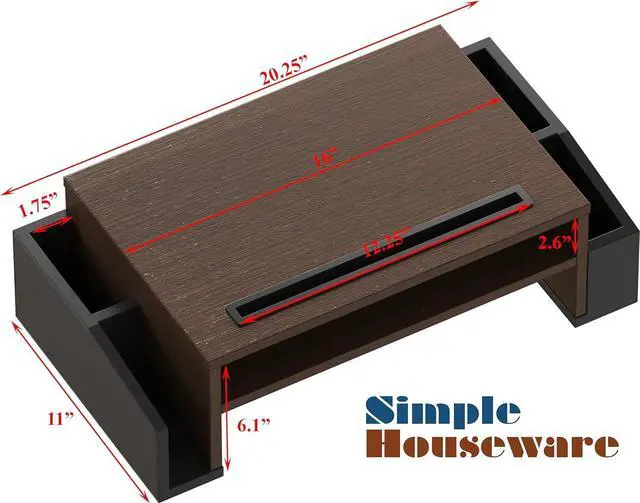 Alt view image 4 of 6 - Simple Houseware Desk Monitor Stand Riser with Adjustable Organizer tray, Espresso