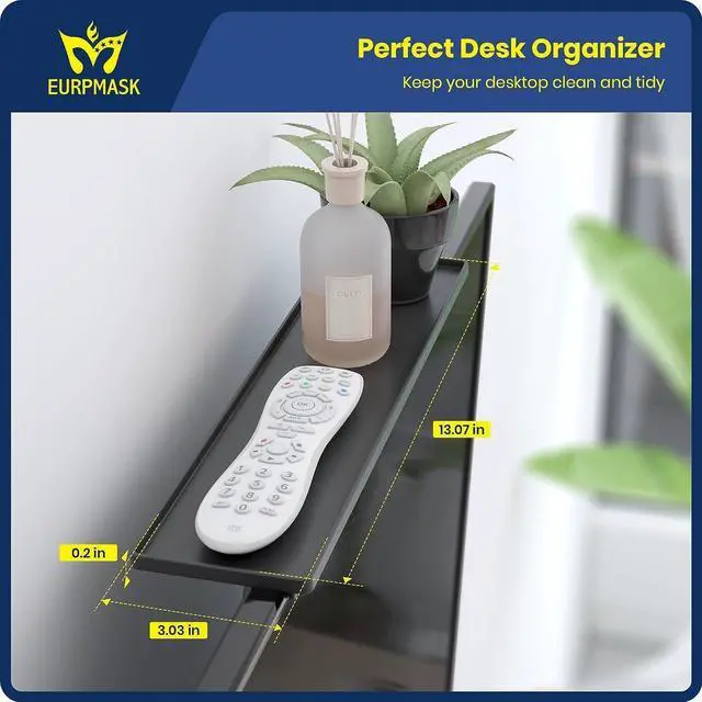 Alt view image 2 of 7 - 2 Pieces TV Top Shelf - EURPMASK Adjustable Computer Monitor Top Shelf,Stable TV Top Storage Bracket,Clamp-on Computer Screen Shelf for Soundbar,Figure Display,Cable Box,Home Office Decor, 13.4 x 3.3