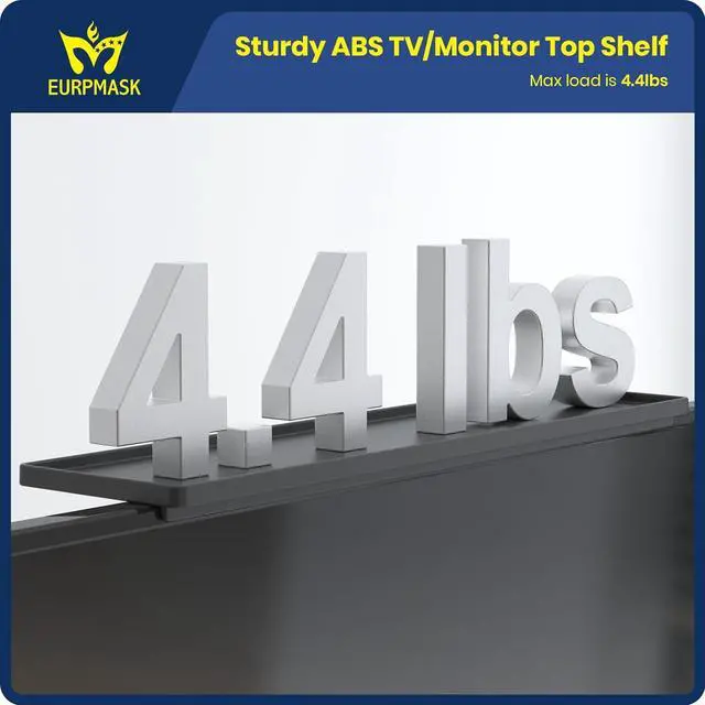 Alt view image 4 of 7 - 2 Pieces TV Top Shelf - EURPMASK Adjustable Computer Monitor Top Shelf,Stable TV Top Storage Bracket,Clamp-on Computer Screen Shelf for Soundbar,Figure Display,Cable Box,Home Office Decor, 13.4 x 3.3
