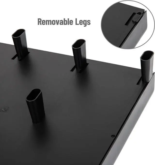 Alt view image 4 of 7 - Mind Reader Monitor Stand, Laptop Riser, Desktop Organizer, Storage Drawer, Office, Plastic, 13.5"L x 13"W x 4"H, Black