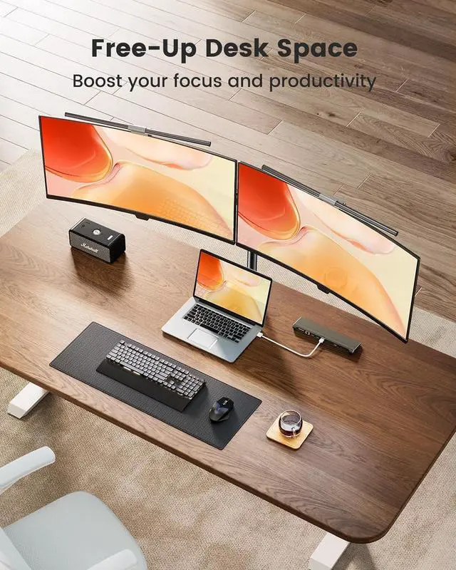 Alt view image 5 of 7 - ErGear Dual Monitor Desk Mount, Fully Adjustable Dual Monitor Arm for 2 Computer Screens up to 32 inch, Heavy Duty Dual Monitor Stand for Desk, Holds up to 17.6 lbs per Arm, EGCM1