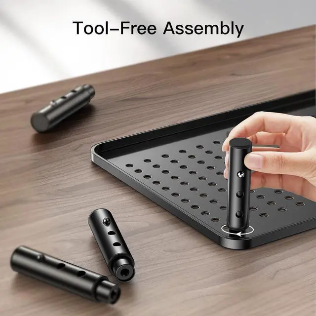 Alt view image 7 of 7 - HUANUO Monitor Stand for Desk, Computer Monitor Stand Height Adjustable, Monitor Riser for 2 Monitors, Laptop Stand for Desk, 2 Pack, Black