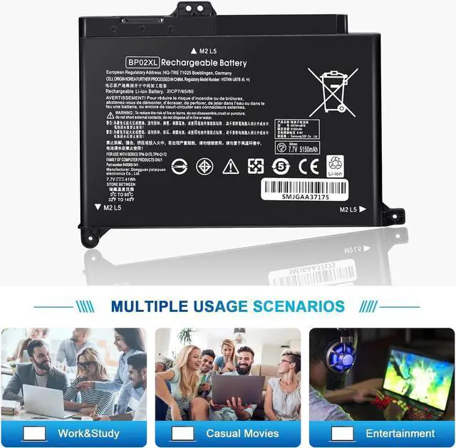 Alt view image 6 of 6 - New Replacement BPO2XL BP02XL 849909-850 rechargeable Battery for HP Notebook PC 15-au 15-AW Series 15-AU063NR 15-AU057CL 15-AU023CL 15-AU123CL 15-AW053NR 15-AU062NR 15-AU020WM HSTNN-LB7H 849569-421