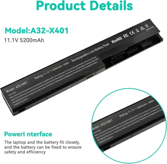 Alt view image 3 of 7 - Fancy Buying Laptop Notebook Battery Compatible with Asus X501A X301 X301A X301U X401 X401A X401U X501 X501U A31-X401 A32-X401 A41-X401 A42-X401