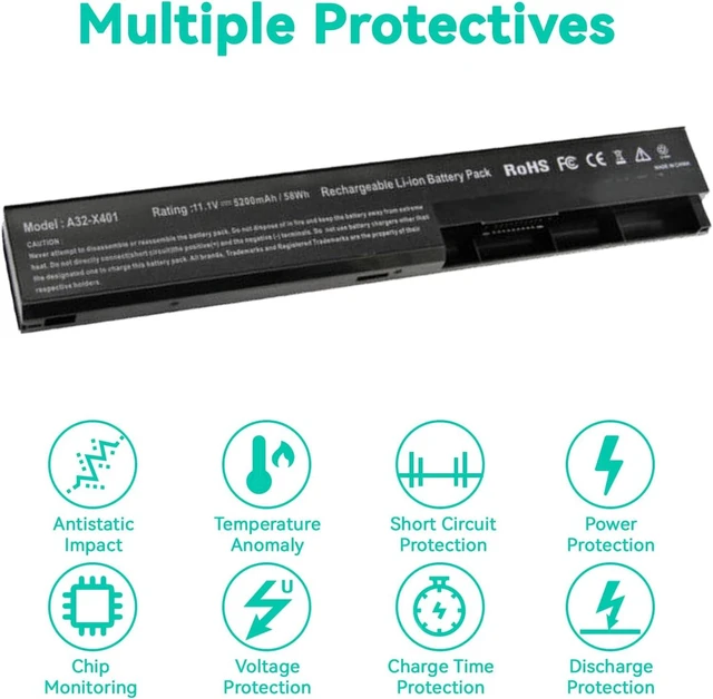 Alt view image 6 of 7 - Fancy Buying Laptop Notebook Battery Compatible with Asus X501A X301 X301A X301U X401 X401A X401U X501 X501U A31-X401 A32-X401 A41-X401 A42-X401