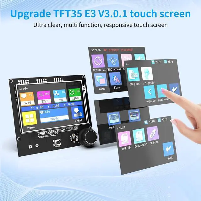 Alt view image 4 of 6 - SKR Mini E3 V3.0 Motherboard + TFT35 E3 V3.0.1 Touch Screen Upgrade Kit for Ender-3 Ender-3 Pro 3D Printers, BTT 32-bit Silent Main Board Onboard TMC2209, Support Marlin/Klipper