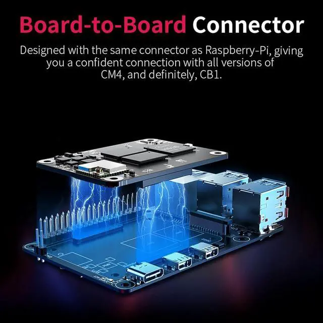 Alt view image 4 of 6 - BIGTREETECH Pi4B Adapter V1.0 for Raspberry Pi CM4/ BTT CB1 V2.2/CB1 emmc core Board Compatible SKR Mini E3 V3.0 SKR V1.4 Turbo SKR 3 Octopus V1.1/Pro to Running Klipper for Voron 3D Printer Board