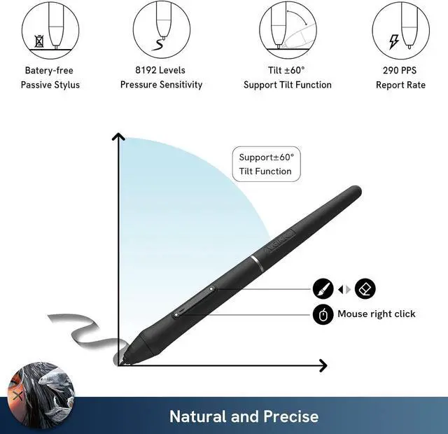 Alt view image 3 of 7 - VEIKK VK1200 Drawing Tablet with Screen,11.6 Inch Full-Laminated Graphic Drawing Monitor,2 Battery-Free Pen and Tilt Function,6 Customized Keys,Anti-Glare Glass(Must be Connected to a PC to Work)
