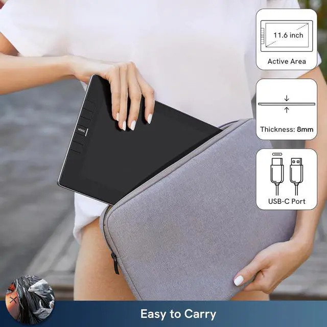 Alt view image 6 of 7 - VEIKK VK1200 Drawing Tablet with Screen,11.6 Inch Full-Laminated Graphic Drawing Monitor,2 Battery-Free Pen and Tilt Function,6 Customized Keys,Anti-Glare Glass(Must be Connected to a PC to Work)