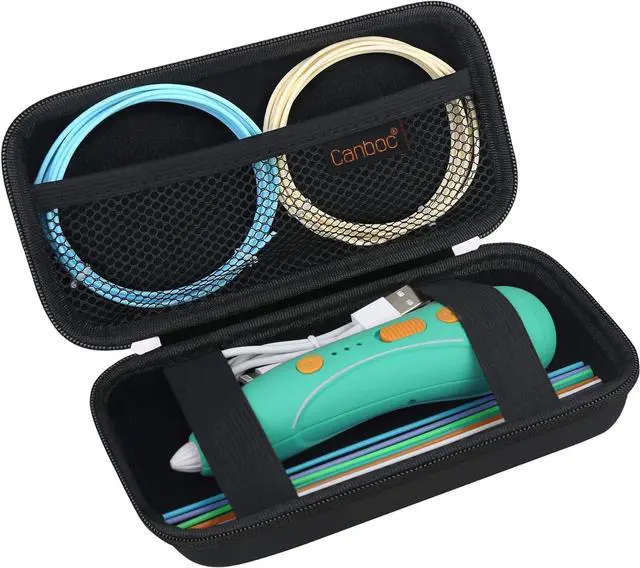 Main image of Canboc Hard Case for 3Doodler Start+ Essentials (2023) 3D Pen Set for Kids, 3D Pens Storage Organizer Carrying Holder, Mesh Pocket fit 3Doodler Start Plastic Filaments, USB Cable, Black (CASE ONLY)
