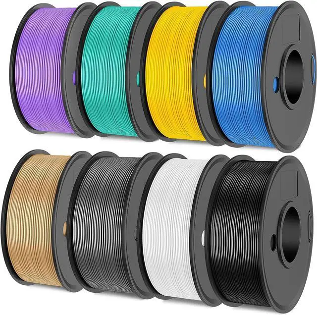 Main image of SUNLU 3D Printer Filament, Neatly Wound 250G Spool PLA Filament Bundle, 1.75mm PLA Filament Muticolor, High Compatiblity, 8 Rolls, Black+White+Grey+Burlywood+Purple+Bluegrey+GrassGreen+PureYellow