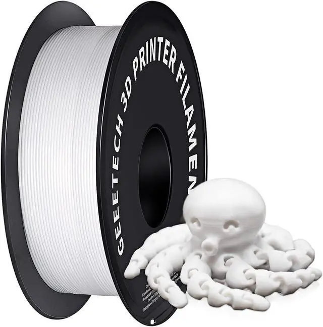 Main image of Geeetech 1.75mm PLA 3D Printer Filament, 1kg Spool (2.2lbs), Upgrade Tidy Winding Tangle-Free, Dimensional Accuracy +/- 0.03mm, White