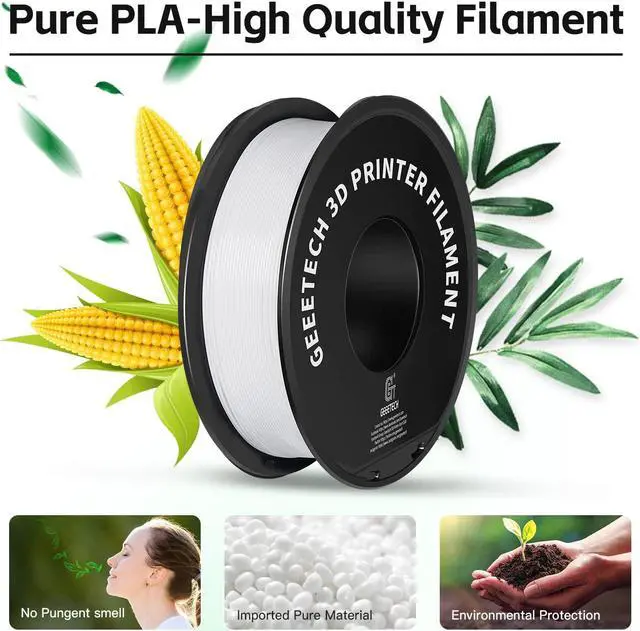 Alt view image 3 of 7 - Geeetech 1.75mm PLA 3D Printer Filament, 1kg Spool (2.2lbs), Upgrade Tidy Winding Tangle-Free, Dimensional Accuracy +/- 0.03mm, White