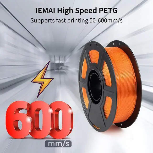 Alt view image 2 of 7 - Clear PETG Filament 1.75mm, High Speed 3D Printer Filament Clear Filament for 50-600mm/s, High Light Transmittance Filament, Orange Transparent PETG Filament 1kg(2.2lbs) Spool