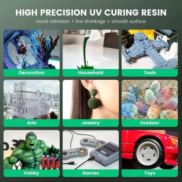 Alt view image 3 of 7 - SUNLU 3D Printer Resin 1kg, Fast Curing Standard 3D Resin for LCD DLP SLA Resin 3D Printers, 395 to 405nm UV Curing 3D Printing Liquid Photopolymer Resin, Low Shrinkage, High Precision, 1000g, White