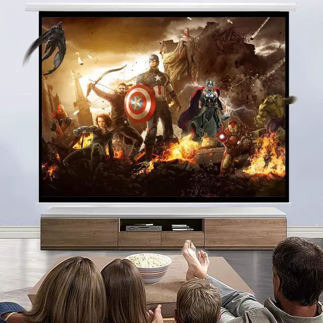 Alt view image 2 of 7 - YODOLLA 120 inch Projector Screen Motorized,4:3 HD Retractable Electric Projector Screen 4K 3D Wall Mounted Ceiling Automatic Projection Screen Drop Down with Remote Movie Screen for Indoor Outdoor