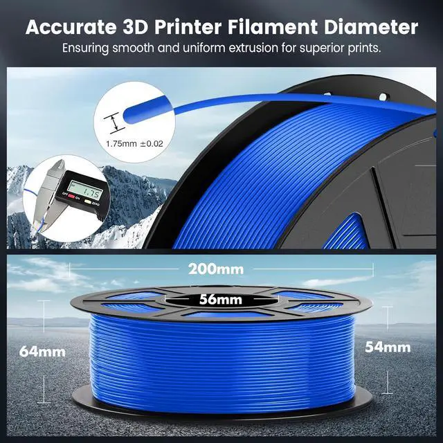 Alt view image 5 of 7 - SUNLU PLA 3D Printer Filament PLA Filament 1.75mm, Neatly Wound PLA 3D Printing Filament 1.75mm, Dimensional Accuracy +/- 0.02 mm, Fit Most FDM 3D Printers, 1kg Spool (2.2lbs), PLA Blue
