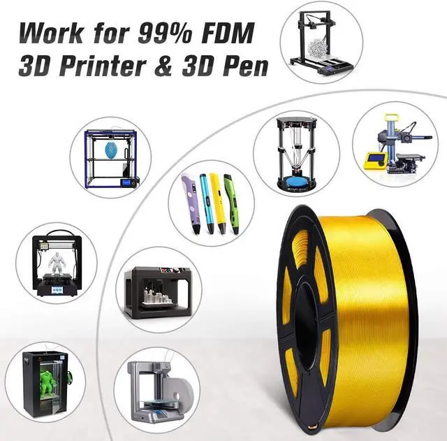 Alt view image 6 of 7 - SUNLU Silk PLA Filament 1.75mm, Neatly Wound Shiny PLA 3D Printer Filament, Dimensional Accuracy +/- 0.02mm, Fit Most 3D Printers, Good Vacuum Packaging, 1kg Spool(2.2lbs), 330 Meters, Silky Gold