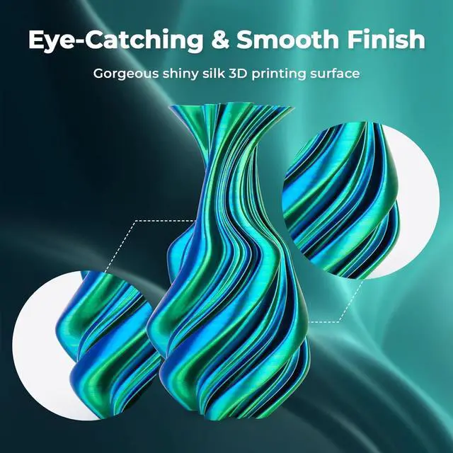 Alt view image 3 of 7 - AMOLEN Silk PLA 3D Printer Filament, Silk Dual Color Blue Green PLA Filament 1.75mm, Shiny Coextrusion PLA Filament, Color Change 3D Printing Filament 1KG/2.2lb