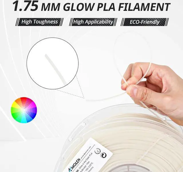 Alt view image 3 of 7 - AMOLEN 3D Printer Filament, Glow in The Dark Filament Multicolor Rainbow PLA Filament, Blue, Green, Pink, Purple, Gradient 3D Filament Color Change in 10m, Dimensional Accuracy +/- 0.02 mm, 1kg Spool