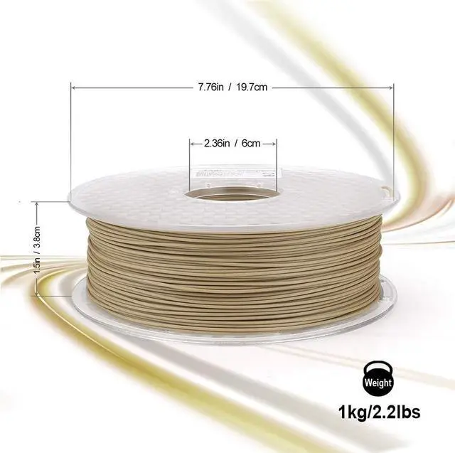 Alt view image 5 of 7 - AMOLEN Wood Bamboo 3D Printer Filament, PLA Filament 1.75mm 20% Real Bamboo Fiber, 1kg/2.2lbs