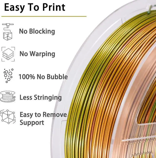Alt view image 5 of 7 - 3D Printer Filament, PLA Filament 1.75mm, Vintage Metal Rainbow PLA Filament, 0.02mm, 3D Printing Filament 1kg/2.2lbs