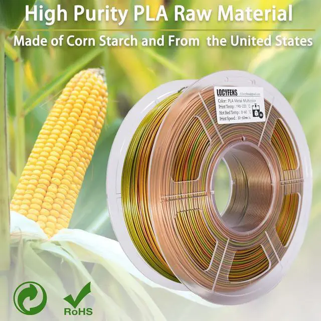 Alt view image 7 of 7 - 3D Printer Filament, PLA Filament 1.75mm, Vintage Metal Rainbow PLA Filament, 0.02mm, 3D Printing Filament 1kg/2.2lbs