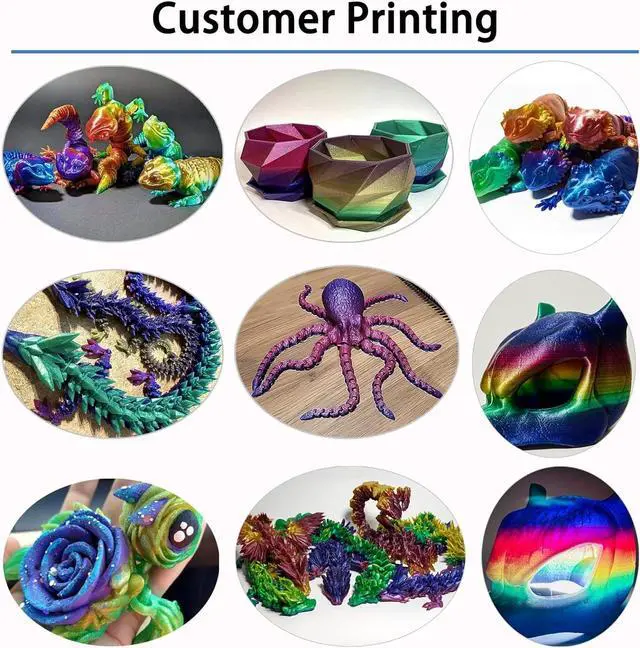 Alt view image 6 of 7 - Rainbow PLA Filament 1.75mm, 3D Printer Filament Multicolor PLA Filament, Color Change Shiny PLA Filament 1.75mm, 3D Printing Filament 1kg/2.2lb