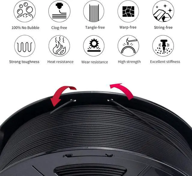 Alt view image 4 of 7 - Carbon Fiber ABS Filament 1.75mm, High-Strength, Heat-Resistant & Lightweight ABS-CF 3D Printer Filament, Strong Carbon Fiber Filament ABS Filament 1kg (2.2lbs) Spool, Black