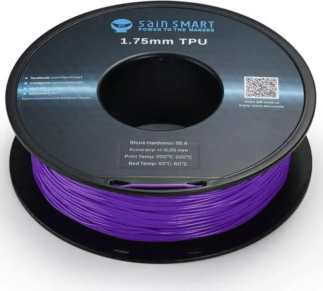 Alt view image 5 of 6 - SainSmart Flexible TPU 3D Printing Filament, 1.75 mm, 0.8 kg, Dimensional Accuracy +/- 0.05 mm, Kaoss Violet