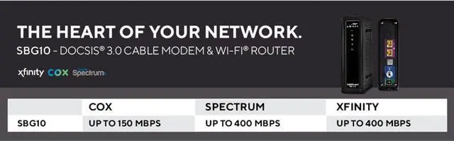 Alt view image 3 of 6 - ARRIS (SBG10) - Cable Modem Router Combo - Fast DOCSIS 3.0 16 x 4 Gigabit & AC1600 WiFi, For Comcast Xfinity, Cox, [Does not work with Spectrum], 400 Mbps Max Internet Speeds