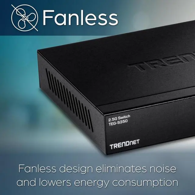 Alt view image 6 of 7 - TRENDnet 5-Port Unmanaged 2.5G Gaming Switch, 5 x 2.5GBASE-T Ports, 25Gbps Switching Capacity, Backwards Compatible with 1000Mbps Devices, Fanless, Wall Mountable, Lifetime Protection, Black,TEG-S350