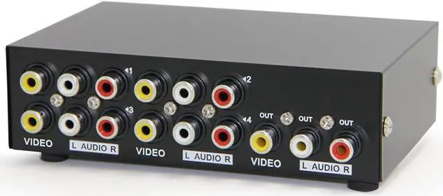 Main image of Panlong 4-Way AV Switch RCA Switcher 4 in 1 Out Composite Video L/R Stereo Audio Selector Box for DVD STB Game Consoles