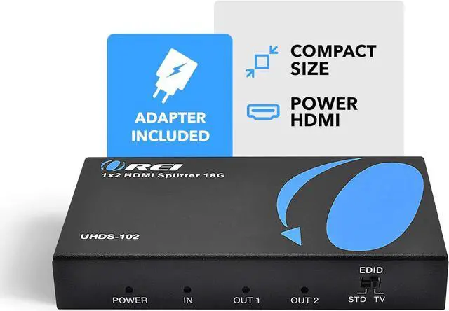 Alt view image 2 of 7 - UltraHD 4K @ 60 Hz 1 X 2 HDMI Splitter 1 in 2 Out 2 Port 2: 8-Bit - HDMI 2.0, HDCP 2.0, 18 Gbps, EDID, Duplicate / Mirror 4K Screens - UHDS-102