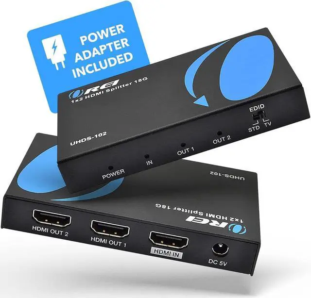 Alt view image 3 of 7 - UltraHD 4K @ 60 Hz 1 X 2 HDMI Splitter 1 in 2 Out 2 Port 2: 8-Bit - HDMI 2.0, HDCP 2.0, 18 Gbps, EDID, Duplicate / Mirror 4K Screens - UHDS-102
