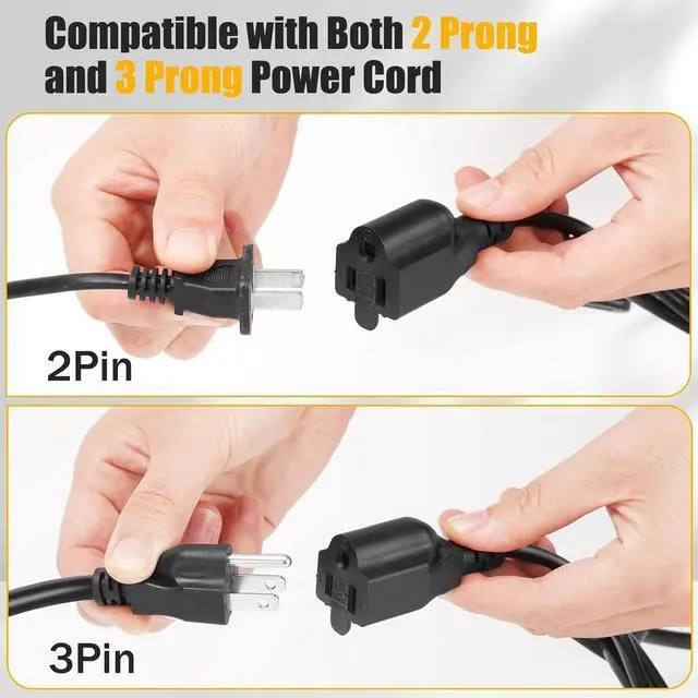 Alt view image 4 of 6 - 3 Prong 1 to 4 Outlet Power Cord Splitter Cord,Indoor Outdoor Cable Strip Outlet Saver,Power Extension Cable,SJT 16AWG,UL Approved for Computer, LED Stage Light(20 Inch, Black)