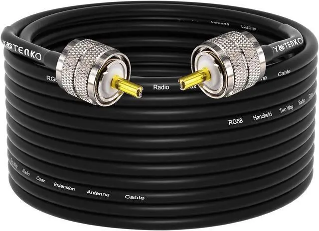 Main image of RG58 Coaxial Cable 49.2ft, CB Coax Cable, UHF PL259 Male to Male Cable 50 Ohm Coax Low Loss for HF VHF CB Radio, Ham Radio, SWR Meter, Scanner, Antenna Analyzer