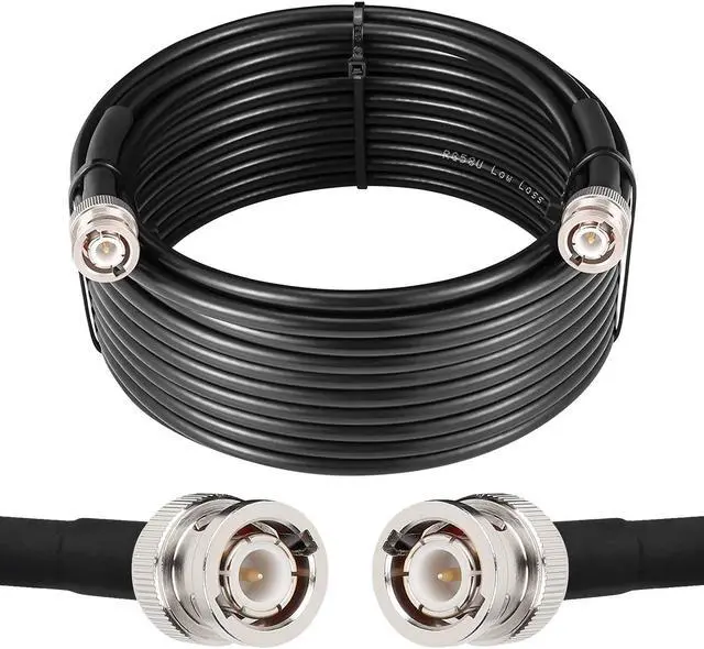 Main image of BNC Male to BNC Male Coax Cable 25ft, 50 Ohm RG58 Coaxial Cable with BNC Connectors