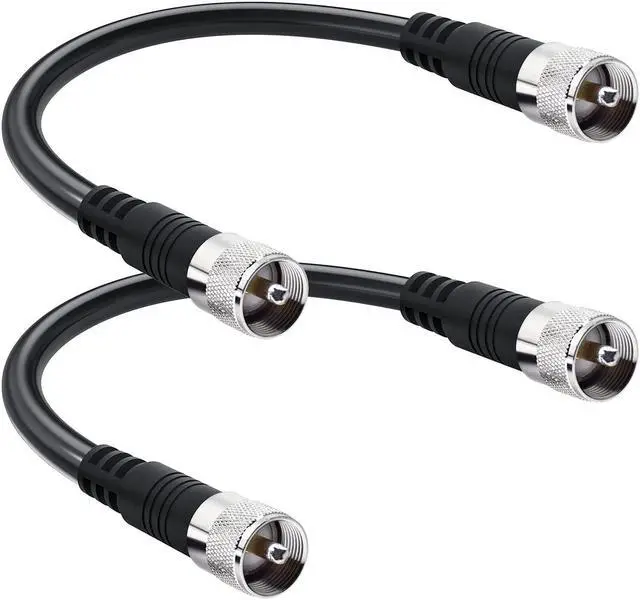 Main image of PL259 Jumper Cable, RG8x Jumper Cable 1ft, 2 Pack CB Antenna Coax Cable 12inch 50 ohm Low Loss for Ham Radio, Antenna Analyzer, Dummy Load and SWR Meter