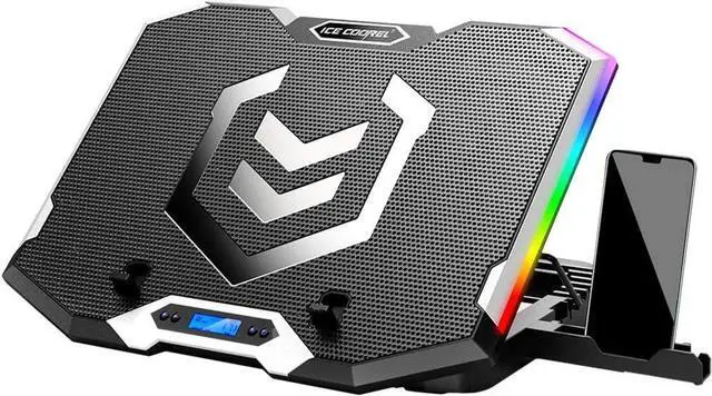 Main image of ICE COOREL Gaming Laptop Cooling Pad 15-17.3 Inch with 6 Cooling Fans, Cooling Stand with 6 Height Adjustable, Laptop Cooler with RGB Light, LCD Screen, 2 USB Ports, Phone Stand