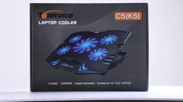 Alt view image 7 of 7 - TopMate C5 12-15.6 inch Gaming Laptop Cooler Cooling Pad | 5 Quiet Fans and LCD Screen | 2500RPM Strong Wind Designed for Gamers and Office