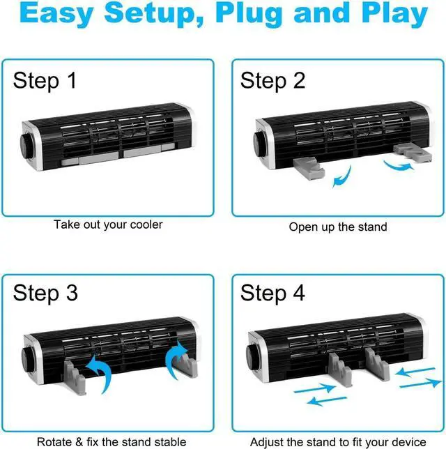 Alt view image 4 of 7 - Laptop Cooler with Adjustable Stand, Laptop Cooling Pad 3-Speed Adjustable Small Desk Fan, USB Multi Function Laptop Cross-Flow Turbine Cooling Fan for Laptop Pad Tablet Phone (1691)
