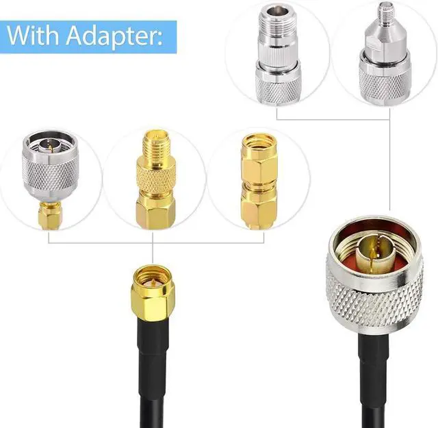 Alt view image 5 of 7 - Superbat SMA Male to N Male RF Coaxial Coax Cable 6inches + 5pcs RF Coax Adapter Kit, SMA-N Cable + SMA to N Male/Female Adapter KIT for Celling Antenna Router 3G 4G LTE Ham Antenna etc