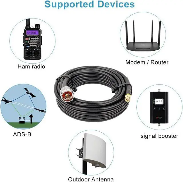 Alt view image 6 of 6 - SMA to N Cable 20ft N Type to SMA KMR240 SMA Male to N Male Cable 50 Ohm SMA N Low Loss Coaxial Cable