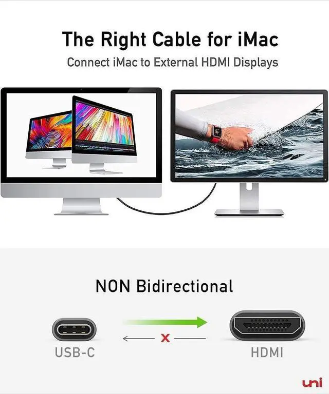 Alt view image 7 of 7 - uni USB C to HDMI Cable for Home Office 3ft 4K@60Hz, USB Type-C to HDMI Braided Cable (Thunderbolt 3/4 Compatible) with MacBook Pro/Air 2023, iPhone 15 Pro/Max, Samsung S23, Chromebook and More