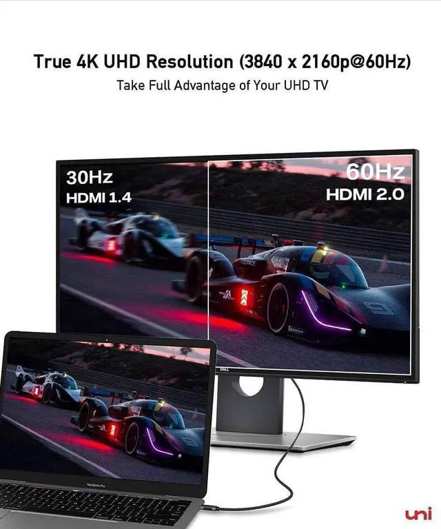 Alt view image 3 of 7 - uni USB C to HDMI Cable 10ft 4K@60Hz, Sturdy Aluminum USB Type-C to HDMI Cord, (Thunderbolt 3/4 Compatible) with Samsung S8-S24, MacBook Pro/Air2023, iPad Pro/Air 4, iPhone 15 Pro/Max, Chromebook