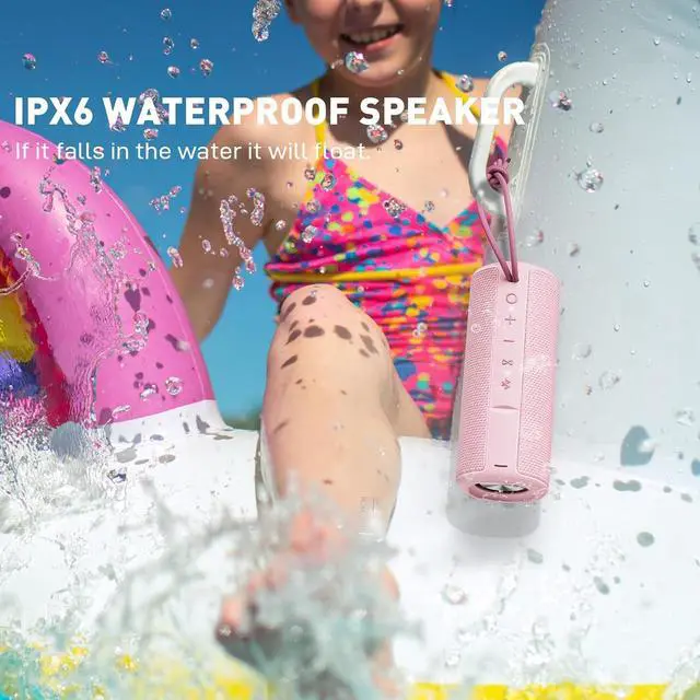 Alt view image 4 of 7 - MIATONE Boombox Outdoor Portable Bluetooth Speaker Waterproof Wireless Speakers Gifts for Women Mothers Mom Wife Her - Pink